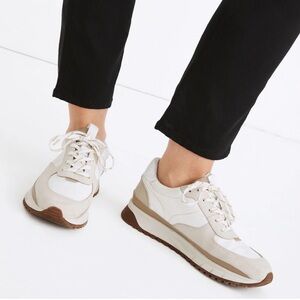 Madewell Kickoff Trainer Sneakers, Cream and Tan, 7.5 Women’s